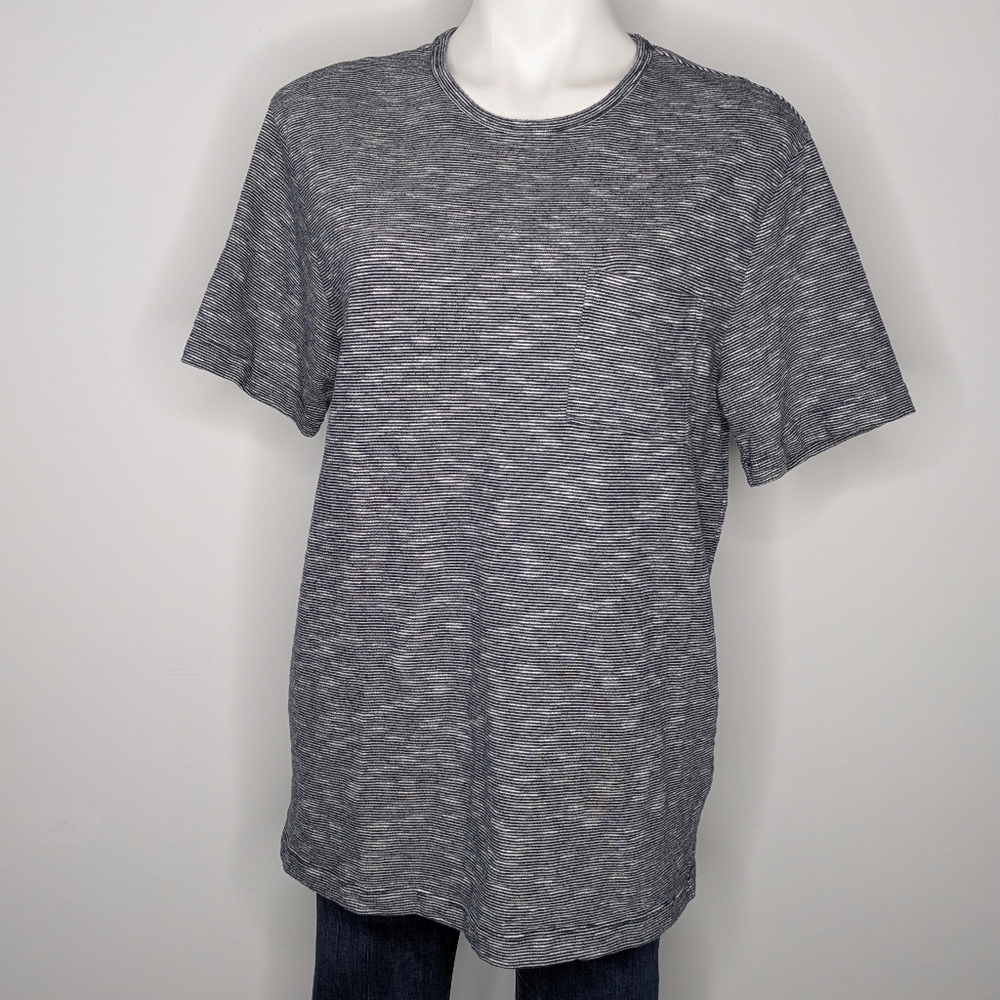✨3/$15 1901 Blue White Striped Knit Short Sleeve Top M